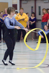 Athlete performing ribbon routine